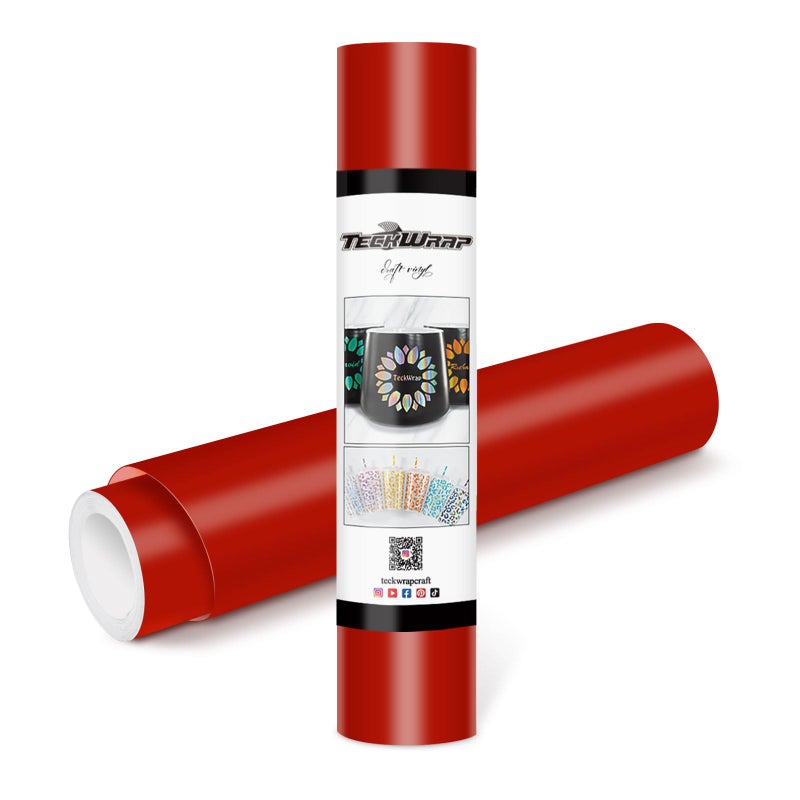 TECKWRAP Permanent Adhesive Vinyl 12" x 10ft, Matte Red - Image 1
